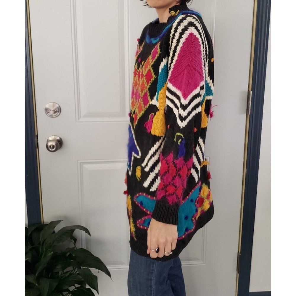 Funky Multi Texture Multicolor Sweater - Picture 2 of 4